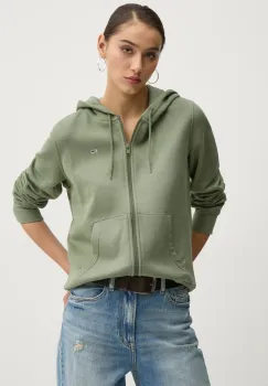 Tommy Jeans bluza femei, culoarea verde, cu gluga, neted, DW0DW19729 imagine