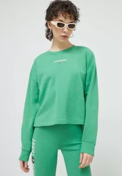 Tommy Jeans bluza femei, culoarea verde, cu imprimeu imagine