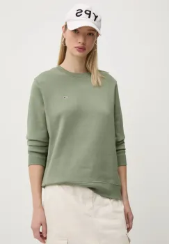 Tommy Jeans bluza femei, culoarea verde, neted, DW0DW19959 imagine