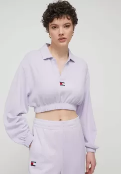 Tommy Jeans bluza femei, culoarea violet, cu imprimeu DW0DW17785 imagine