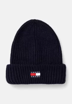 Tommy Jeans caciula culoarea albastru marin, din tricot gros, AW0AW16785 imagine