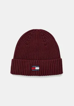 Tommy Jeans caciula din bumbac culoarea bordo, AM0AM13669 imagine