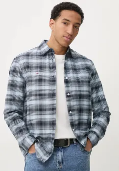 Tommy Jeans camasa barbati, culoarea albastru marin, cu guler clasic, regular, DM0DM21096 imagine