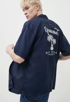 Tommy Jeans camasa barbati, culoarea albastru marin, relaxed, DM0DM18945 imagine