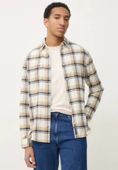 Tommy Jeans camasa barbati, culoarea bej, cu guler clasic, regular, DM0DM20670 imagine