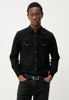 Tommy Jeans camasa culoarea negru, cu guler clasic, regular, DM0DM22432 imagine