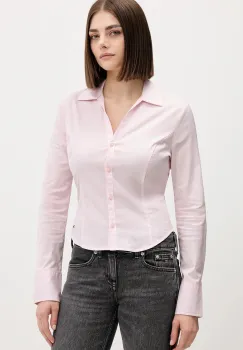 Tommy Jeans camasa culoarea roz, cu guler clasic, slim, DW0DW22604 imagine