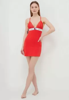 Tommy Jeans camasa de pijama femei, culoarea rosu imagine