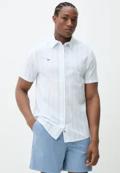 Tommy Jeans camasa din amestec de in barbati, cu guler clasic, regular, DM0DM20894 imagine