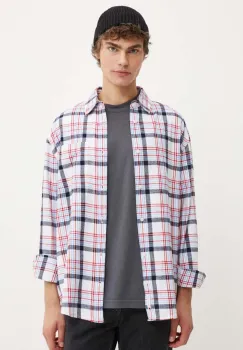 Tommy Jeans camasa din bumbac barbati, culoarea alb, cu guler clasic, relaxed, DM0DM19532 imagine