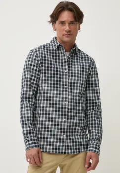 Tommy Jeans camasa din bumbac barbati, culoarea albastru marin, cu guler clasic, regular, DM0DM20885 imagine