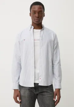 Tommy Jeans camasa din bumbac barbati, culoarea gri, cu guler button-down, slim, DM0DM20668 imagine