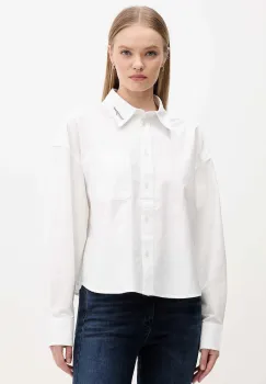 Tommy Jeans camasa din bumbac culoarea alb, cu guler clasic, relaxed, DW0DW21455 imagine