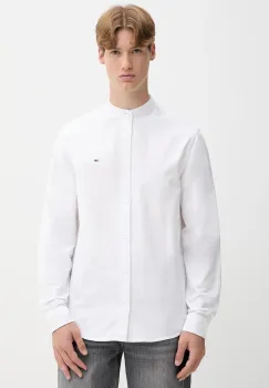 Tommy Jeans camasa din bumbac culoarea alb, cu guler stand-up, regular, DM0DM21690 imagine