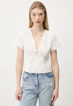 Tommy Jeans camasa din bumbac culoarea alb, regular, DW0DW21352 imagine