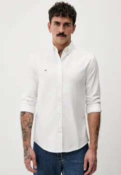 Tommy Jeans camasa din bumbac culoarea bej, cu guler button-down, regular, DM0DM22836 imagine