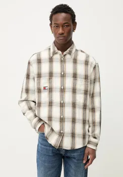 Tommy Jeans camasa din bumbac culoarea bej, cu guler clasic, regular, DM0DM22411 imagine