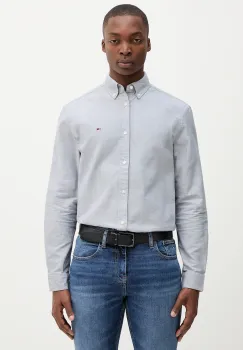 Tommy Jeans camasa din bumbac culoarea gri, cu guler button-down, regular, DM0DM21298 imagine