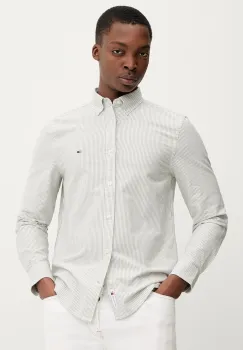 Tommy Jeans camasa din bumbac culoarea gri, cu guler button-down, slim, DM0DM20668 imagine