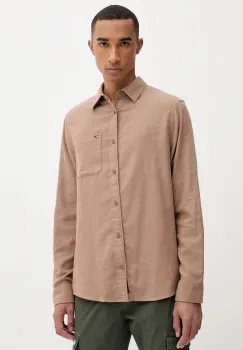 Tommy Jeans camasa din bumbac culoarea maro, cu guler clasic, regular, DM0DM22023 imagine
