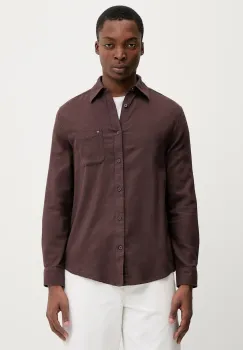 Tommy Jeans camasa din bumbac culoarea maro, cu guler clasic, regular, DM0DM22838 imagine