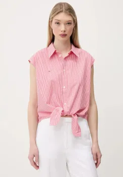 Tommy Jeans camasa din bumbac culoarea roz, cu guler clasic, regular, DW0DW20291 imagine