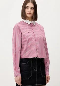 Tommy Jeans camasa din bumbac culoarea roz, cu guler clasic, relaxed, DW0DW22078 imagine