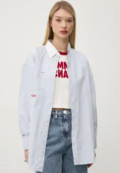 Tommy Jeans camasa din bumbac femei, cu guler clasic, relaxed, DW0DW20209 imagine