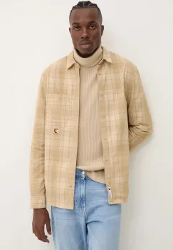 Tommy Jeans camasa din velur culoarea bej, cu guler clasic, regular, DM0DM19653 imagine