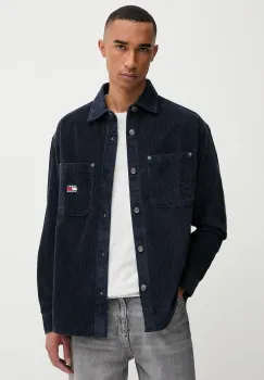 Tommy Jeans camasa din velur culoarea bleumarin, cu guler clasic, relaxed, DM0DM22016 imagine