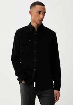 Tommy Jeans camasa din velur culoarea negru, regular, DM0DM22021 imagine