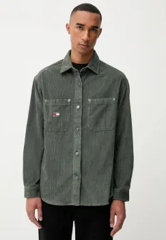 Tommy Jeans camasa din velur culoarea verde, cu guler clasic, relaxed, DM0DM22016 imagine