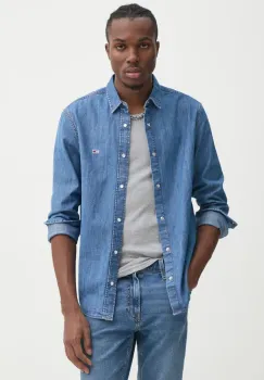 Tommy Jeans camasa jeans barbati, cu guler clasic, regular, DM0DM21102 imagine