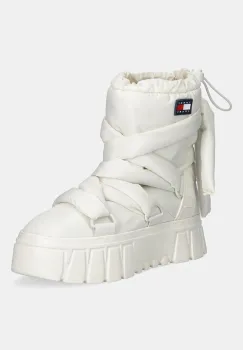 Tommy Jeans cizme de iarna TJW CHUNKY SNOW BOOT NYLON culoarea bej, EN0EN02842 imagine