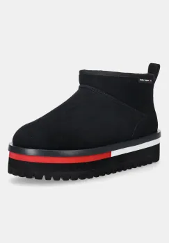 Tommy Jeans cizme de zapada din piele intoarsa TJW FLATFORM SNOW BOOT SUEDE culoarea negru, EN0EN02841 imagine