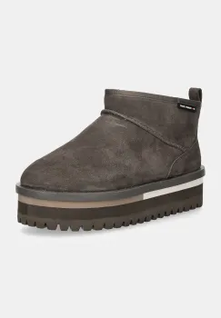 Tommy Jeans cizme de zapada din piele intoarsa TJW SUEDE FLATFORM BOOT WL culoarea gri, EN0EN02599 imagine