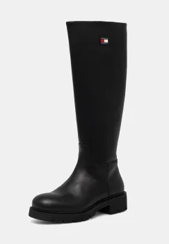 Tommy Jeans cizme TJW STRETCHY LONG SHAFT culoarea negru, cu toc plat, EN0EN02828 imagine
