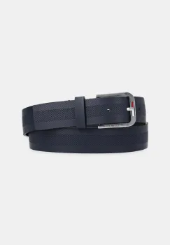 Tommy Jeans curea de piele barbati, culoarea albastru marin, AM0AM12926 imagine