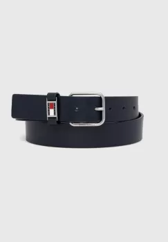 Tommy Jeans curea de piele barbati, culoarea albastru marin imagine