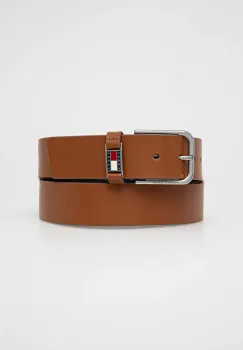 Tommy Jeans curea de piele barbati, culoarea maro, AM0AM13361 imagine