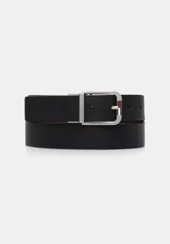 Tommy Jeans curea de piele cu doua fete culoarea negru, AM0AM13820 imagine