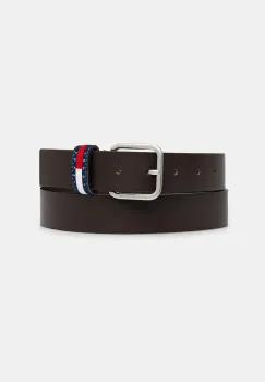 Tommy Jeans curea de piele culoarea maro, AM0AM13688 imagine