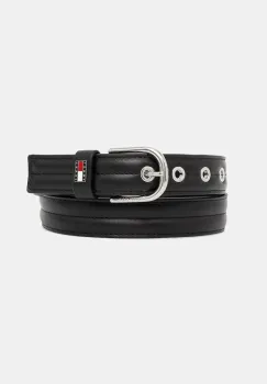 Tommy Jeans curea de piele culoarea negru, AW0AW17915 imagine