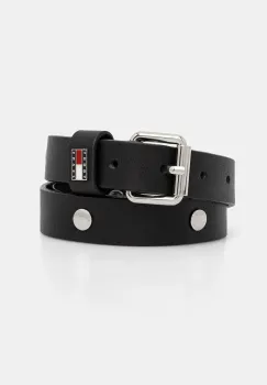 Tommy Jeans curea de piele culoarea negru, AW0AW17916 imagine