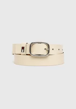 Tommy Jeans curea de piele femei, culoarea bej imagine