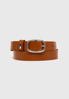 Tommy Jeans curea de piele femei, culoarea maro imagine