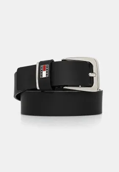 Tommy Jeans curea de piele femei, culoarea negru, AW0AW16999 imagine