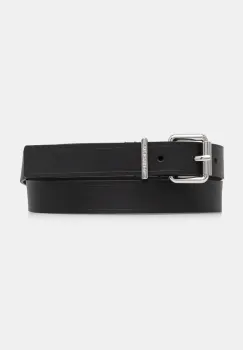 Tommy Jeans curea de piele femei, culoarea negru, AW0AW17318 imagine