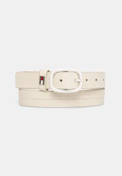 Tommy Jeans curea din piele intoarsa culoarea bej, AW0AW17392 imagine