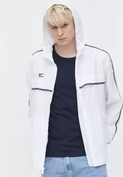 Tommy Jeans geaca barbati, culoarea alb, de tranzitie imagine